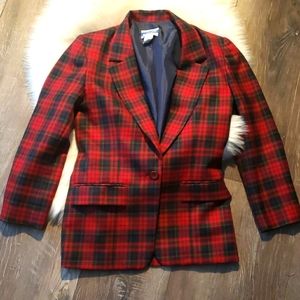 Pendleton red plaid wool blazer 6